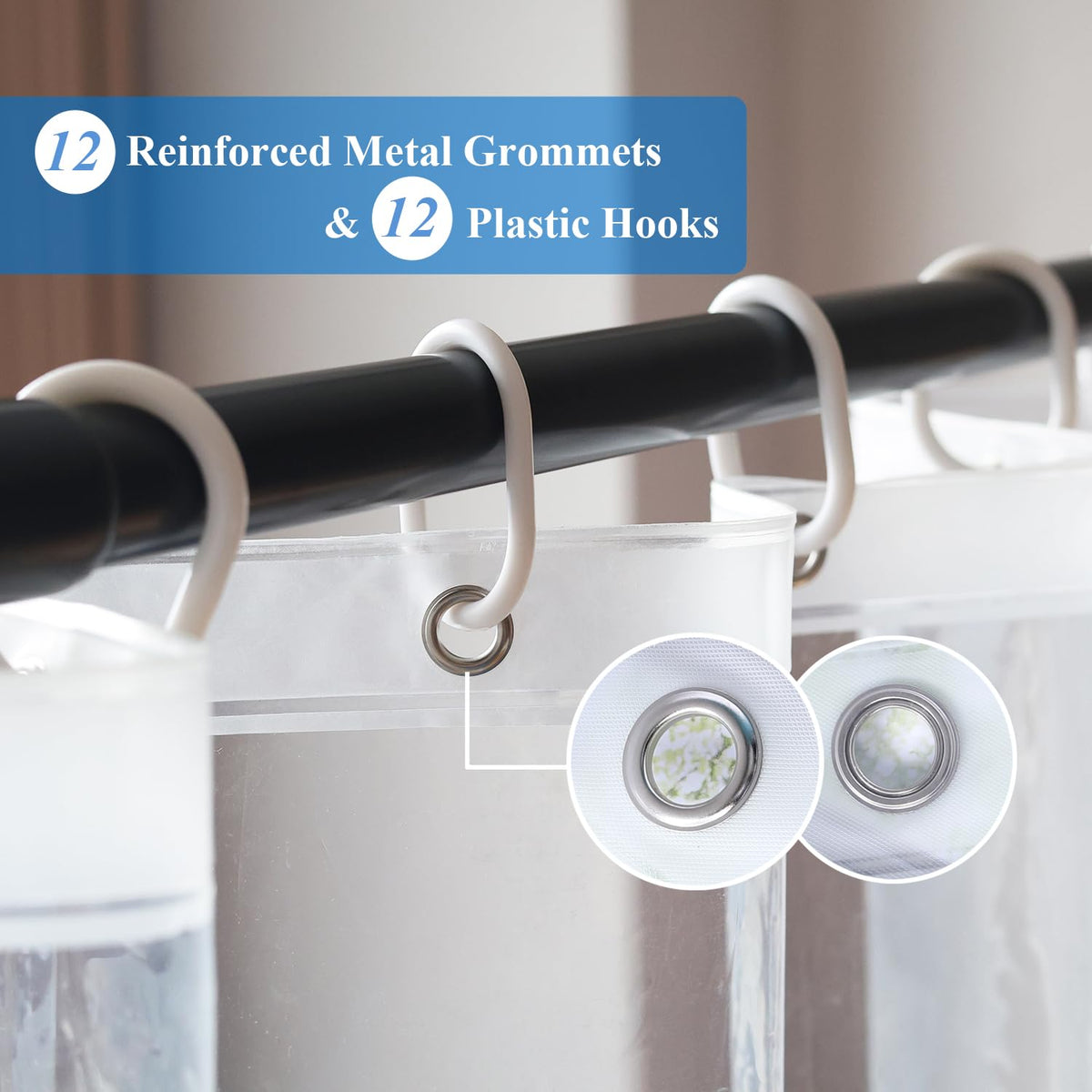 54x74 Inch Stall Shower Curtain Liner, Heavy Duty Clear PEVA Plastic Bath Shower Curtain Liner with 3 Bottom Magnets