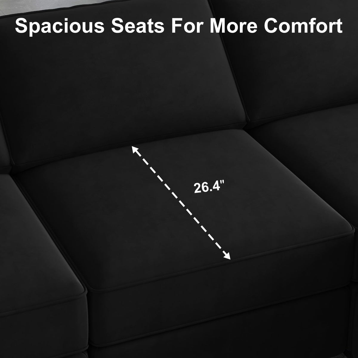 Modular Sectional Sofa with Double Chaise Velvet U Shaped Sofa Reversible Sectional Couch with Storage Black