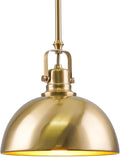 Belle 9" Modern Industrial Gold Pendant Light with Dome Shade, Petit Retro Metal Gold Hanging Light, Cool Brass Finish