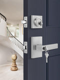 Brushed Nickel Exterior Door Handle with deadbolt 1 Pack