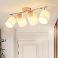 Track Lighting Kit Wooden Ceiling Spotlight Fabric Shades Rotatable