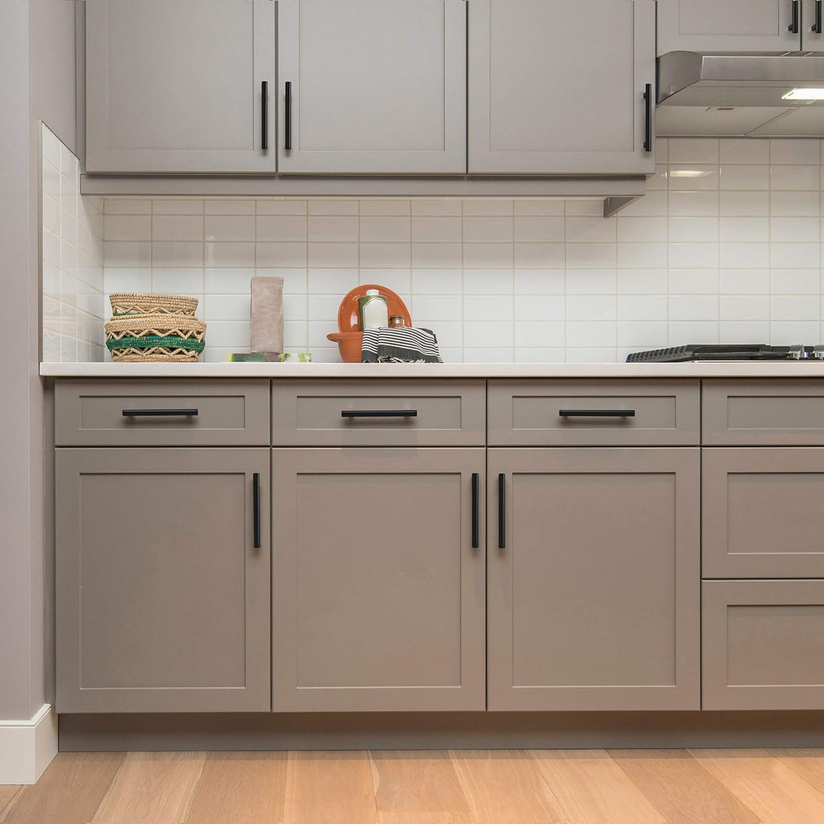 Matte Black 6" Length Cabinet Handles 3.75" Hole Center 24 Pack
