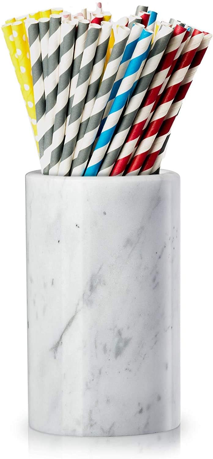 White Marble Stone Wine and Champagne Bottle Chiller Cooler - 7" X 5" | Elegant Kitchen Utensil Holder | Must Have