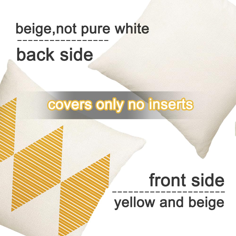 Outdoor Pillows Covers 18x18 Waterproof, Yellow and Beige Set of 4(No Insert