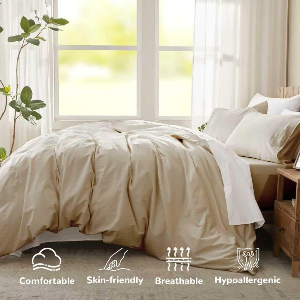 Duvet Cover Set, 100% Egyptian Cotton, 1600 Thread Count, Ultra Soft & Breathable Luxury Bedding with Zipper