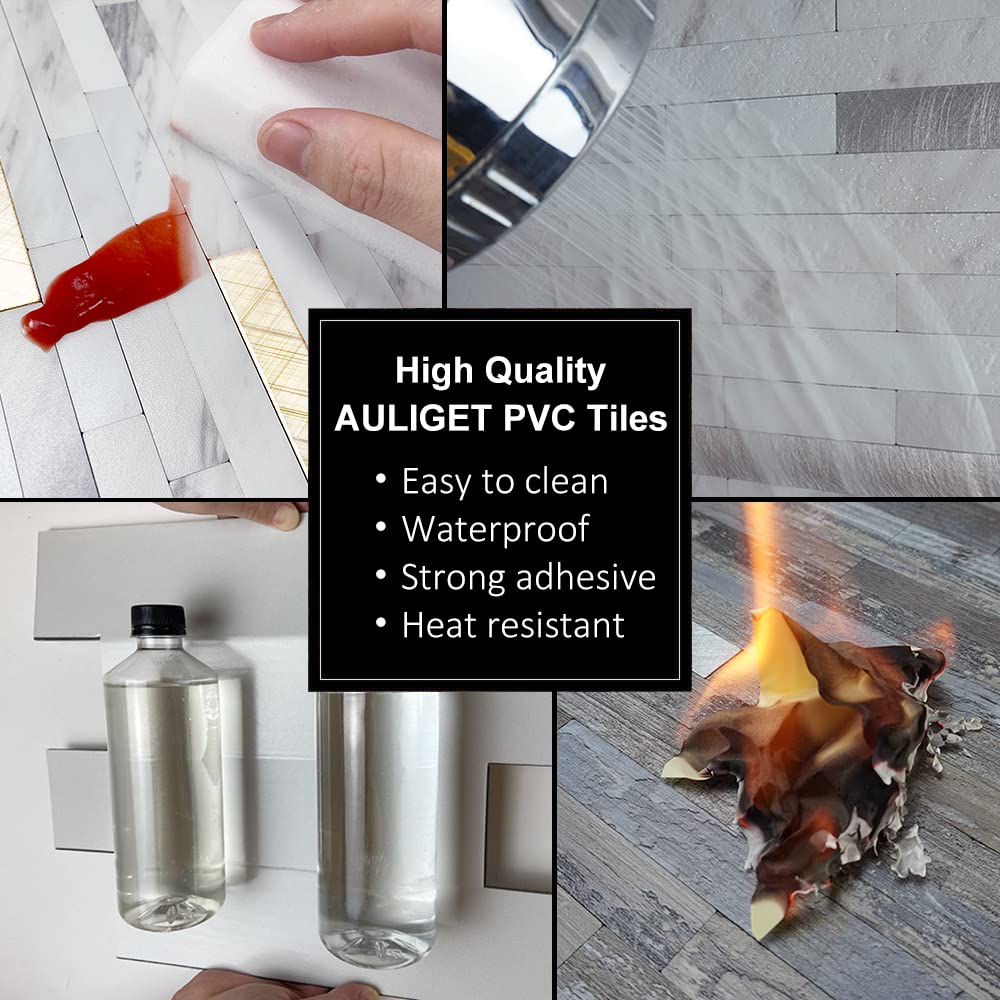20 Sheets Faux Stone Peel and Stick Backsplash, White Marble Look PVC Wall Tiles Stick on Backsplash