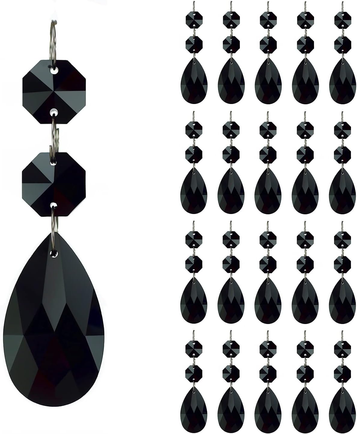 20pcs Teardrop Chandelier Crystal Prism 38mm Replacement Beads - Hanging Crystals Glass Parts for Chandelier