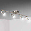 LED 4 Light Track Lighting Kit, 24.8'' Matt Nickel 4 Way Ceiling Spot Lighting, Flexibly Rotatable Head, Modern Track