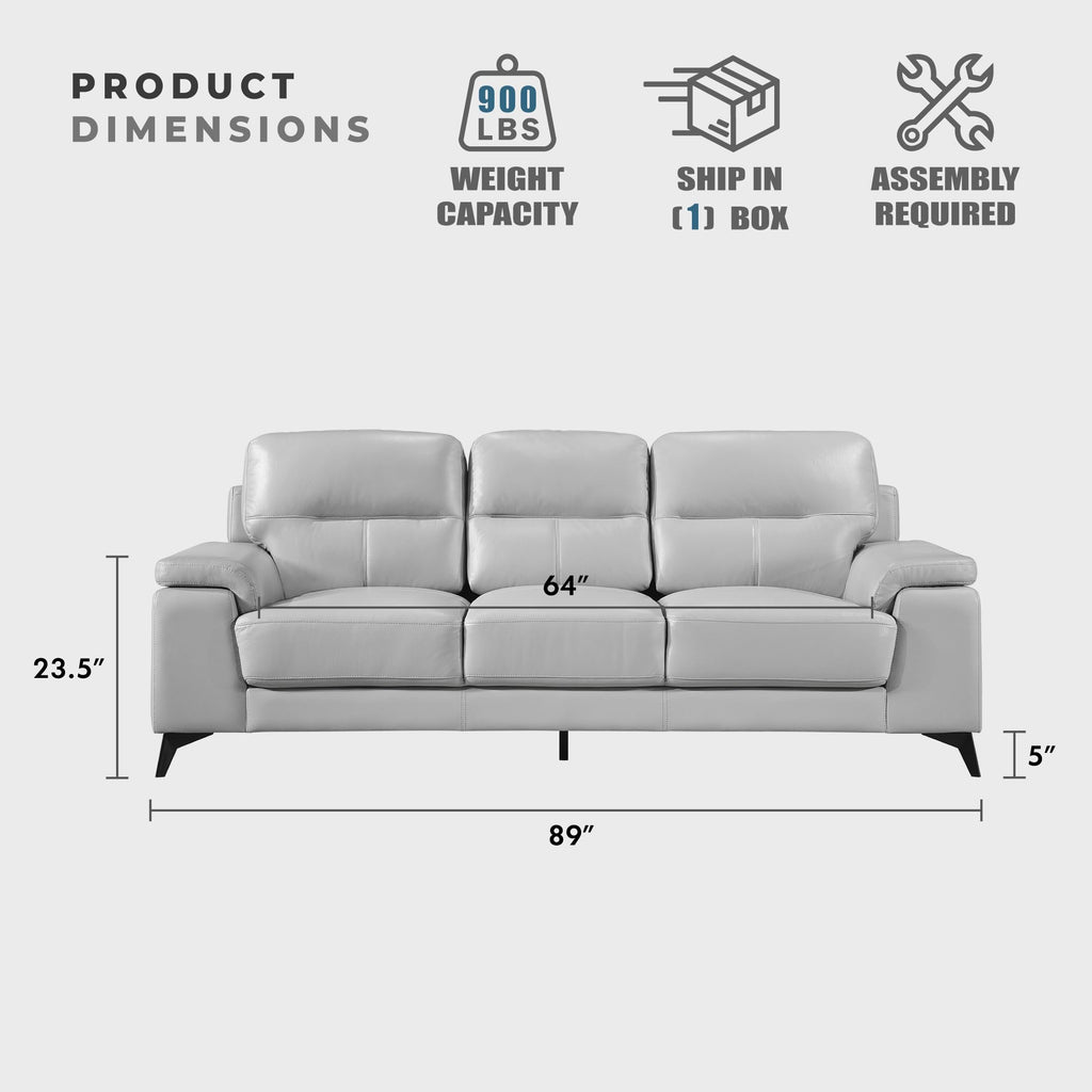 Leather Match Upholstered Oversized Sofa, Silver Gray