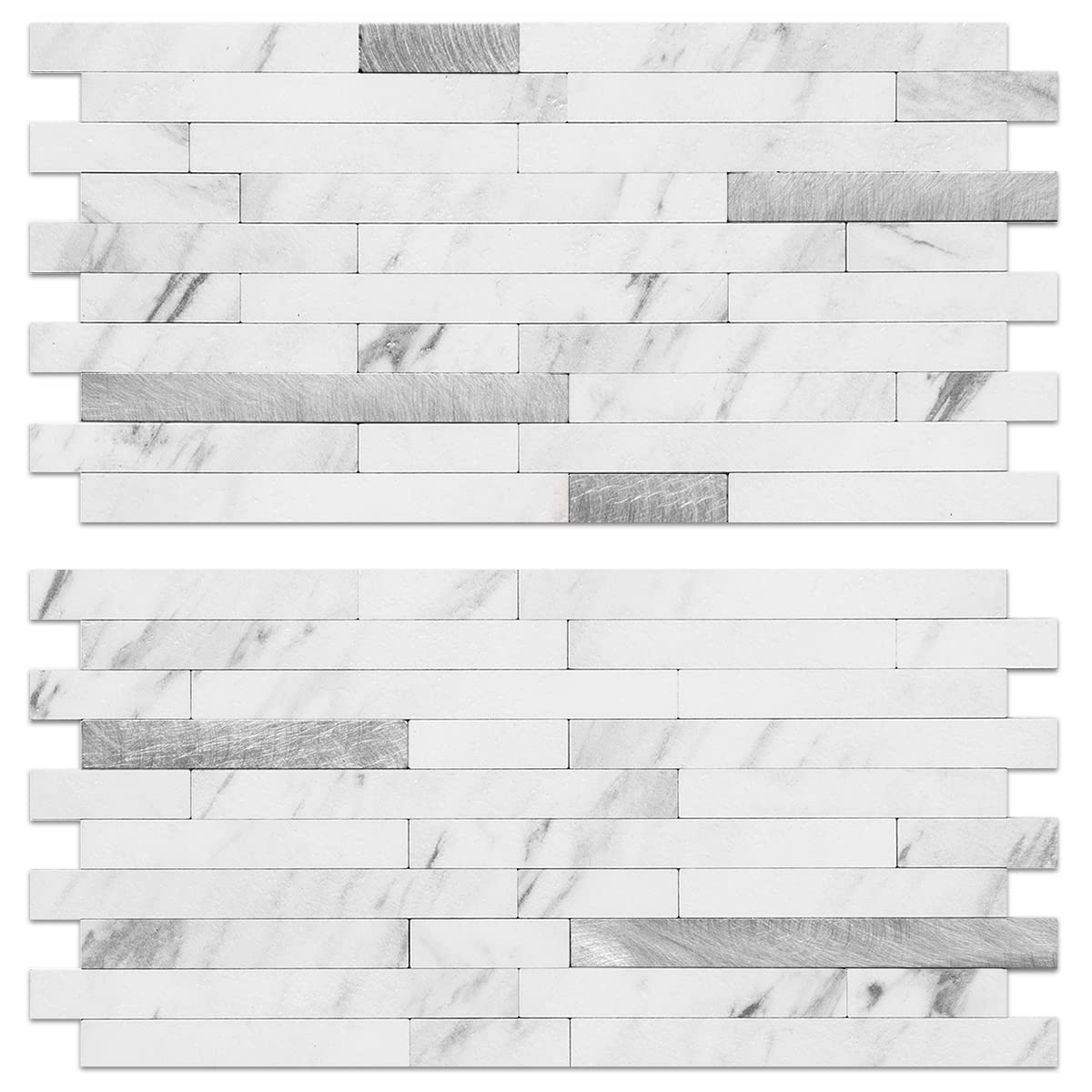 20 Sheets Faux Stone Peel and Stick Backsplash, White Marble Look PVC Wall Tiles Stick on Backsplash