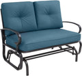 Outdoor Patio Glider Chair, Rocking Glider Bench for 2 Person, Porch Furniture Loveseat Seating, Wrought Iron Patio
