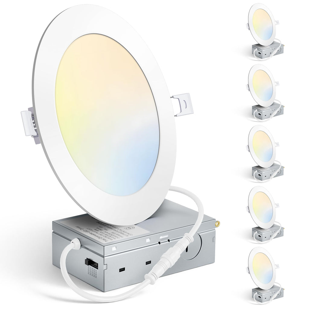 6 Pack 6 Inch LED Recessed Ceiling Light 5CCT with Junction Box