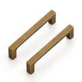 Antique Brass Cabinet Handles Solid Square Pulls 3-3/4 Inch 5 Pack