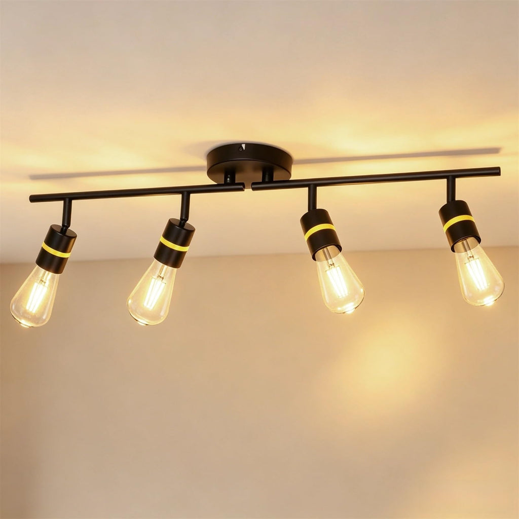 Track Lighting, Rotatable Ceiling Spotlight, Black Gold, E26