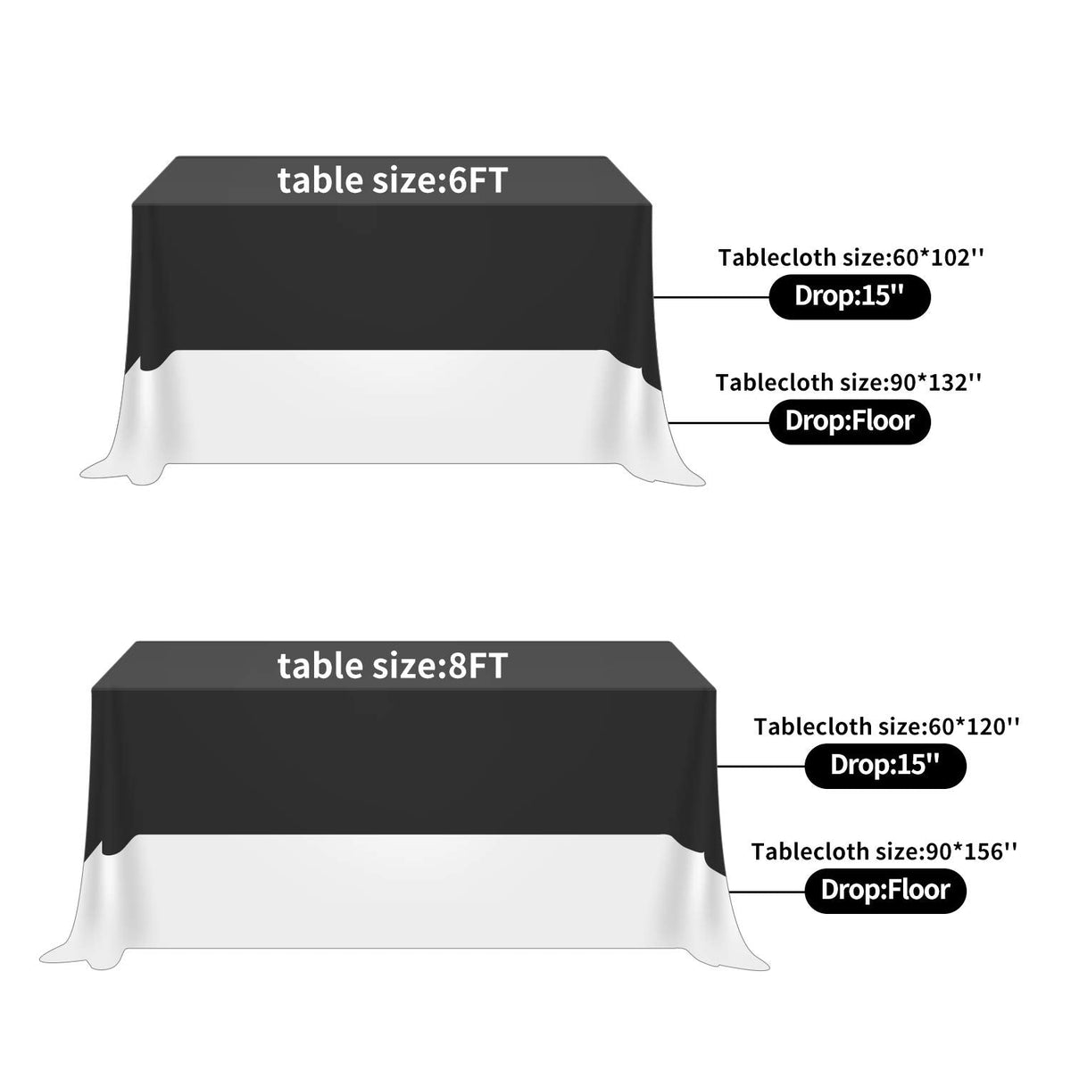 2 Pack Waterproof Rectangle Tablecloth, 90x156 Inch, Stain Resistant and Wrinkle Polyester Table Cloth, Fabric Table