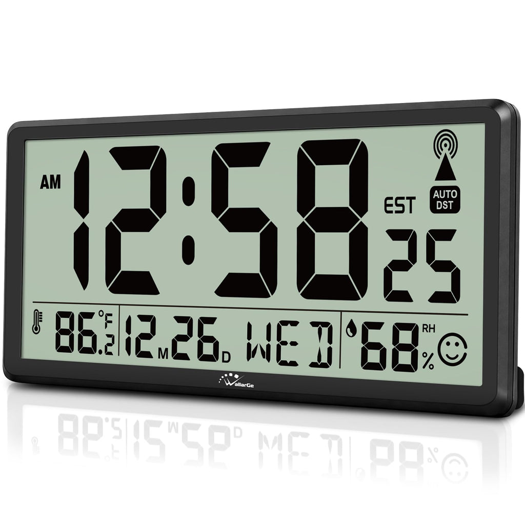 Inspired Nelson Style 14.5" Atomic Clock with Indoor Temp and Humidity, Battery Operated