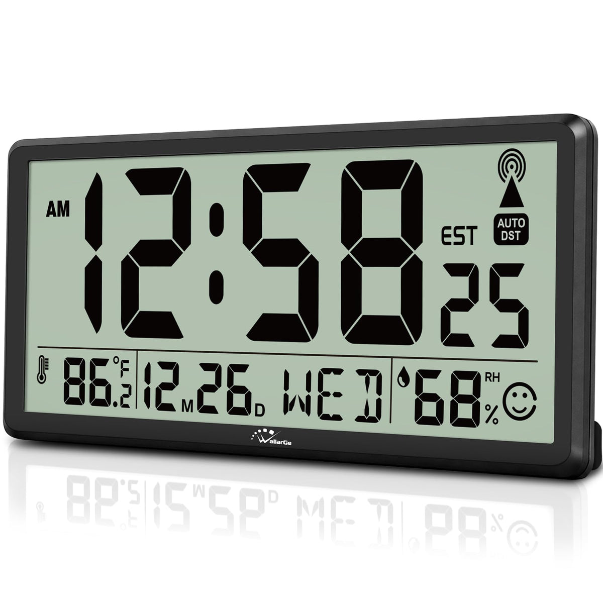 Inspired Nelson Style 14.5" Atomic Clock with Indoor Temp and Humidity, Battery Operated
