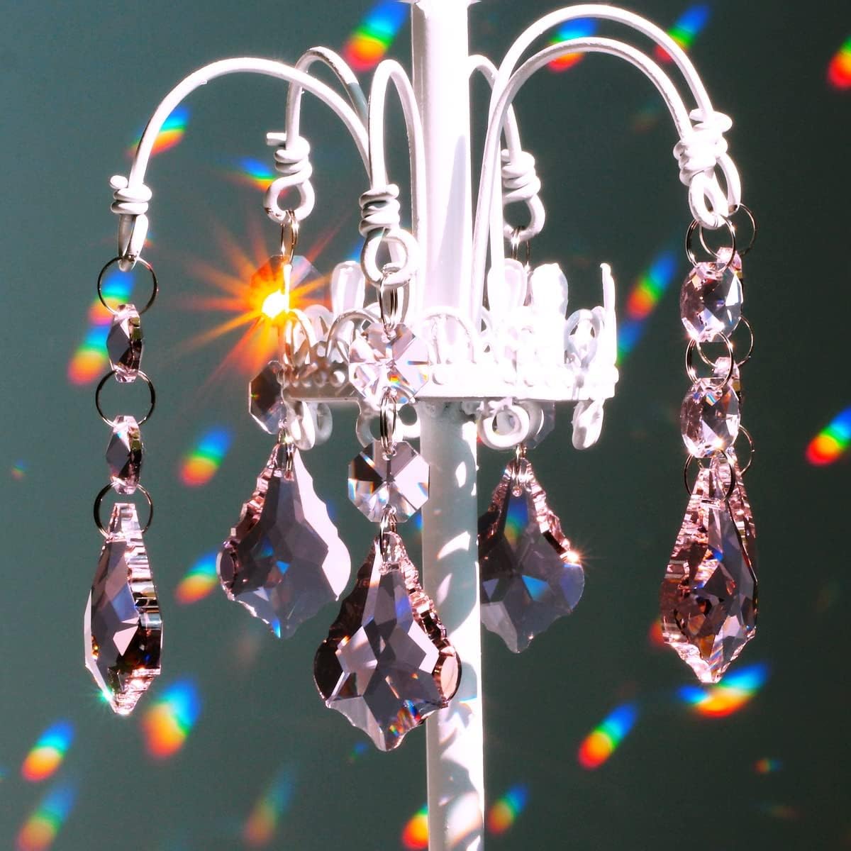 20pcs Maple Leaf Crystal Chandelier Prism Replacement Parts 38mm Pendant - Connected Colored Glass Octagon Beads