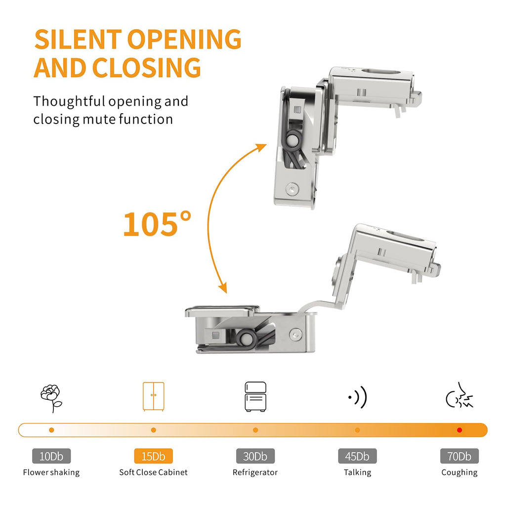 10 Pack Face Frame Cabinet Hinges, 1-1/4" Overlay, Soft Close, 105°