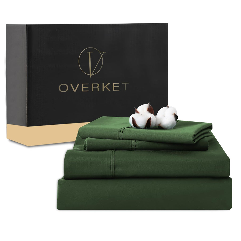 100% Egyptian Cotton Sheets Cal King Sheet Set 4PCS 1000 Thread Count Sateen Weave Soft Breathable 16-Inch Deep