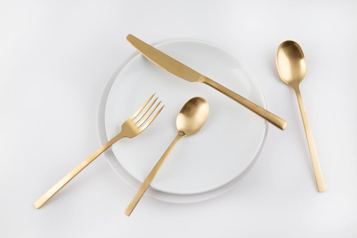 Beacon Gold Satin 16-Piece Silverware Set for 4, Flatware