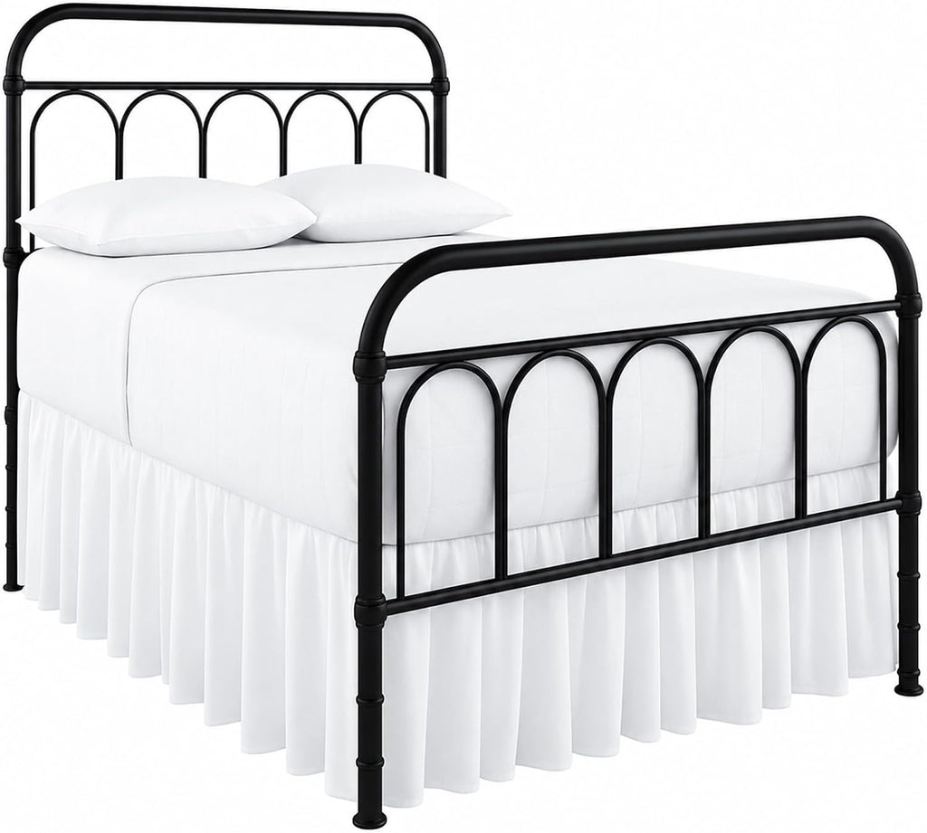 Ruffled Bed Skirt Queen 16-Inch Drop with Split Corners, White | 100% Microfiber Bed Skirts - Soft and Stylish Dust