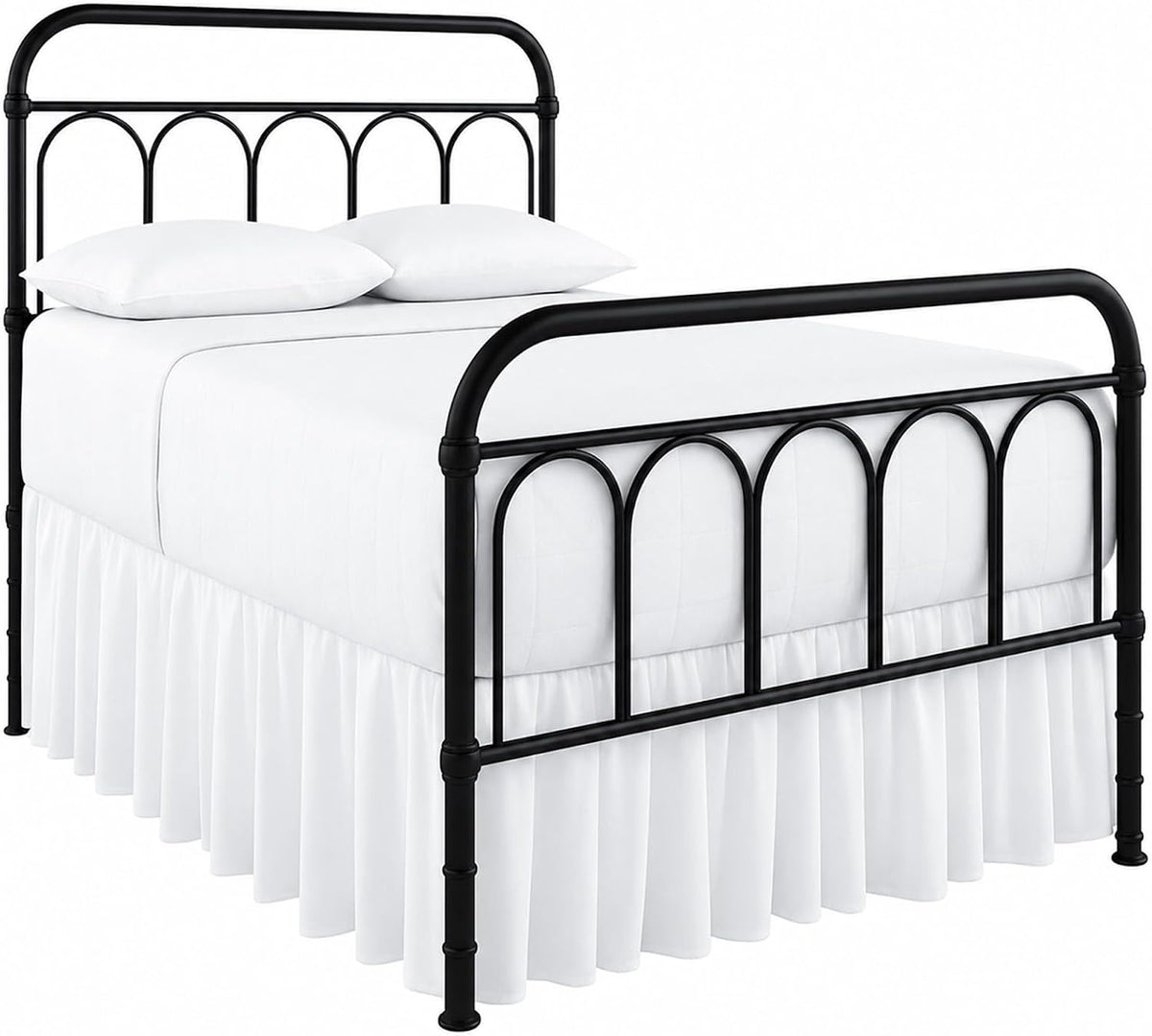 Ruffled Bed Skirt Queen 16-Inch Drop with Split Corners, White | 100% Microfiber Bed Skirts - Soft and Stylish Dust