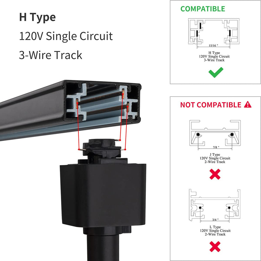 12 Pack H Type LED Track Lighting Heads 6.5W 3000K Warm White Black
