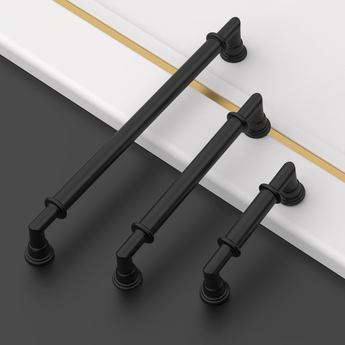 2 Pack 6.3 Inch(160mm) Matte Black Cabinet Pulls Heavy-Duty Solid Kitchen Cabinet Handles Black Drawer Hardware s
