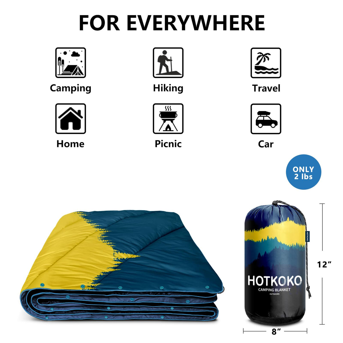 Puffy Camping Blanket, Large Camp Blanket Outdoor Camping Quilt Waterproof
