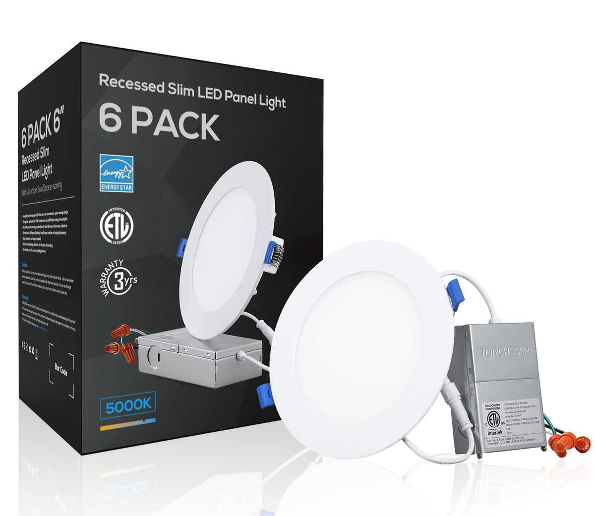 6 Inch Ultra-Thin LED Recessed Light, CRI90 12W