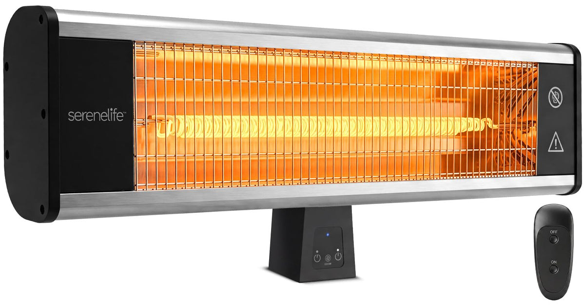 Infrared Patio Heater, Wall-Mounted Electric Heater with Remote Control, 1500W, IP65 Approved, Odorless