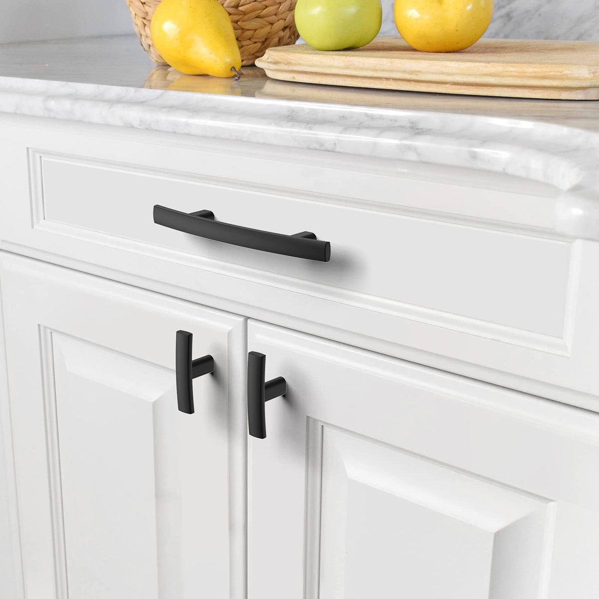 25 Pack Matte Black Cabinet Knobs - Single Hole 2 Inch Solid Zinc Alloy Cupboard Drawer Handles - Kitchen Cabinet