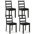 Wood Dining Chairs Set of 4 Black- Wooden Armless Kitchen Chairs with Solid Rubber Wood Legs, Non-Slip Foot Pads, Max