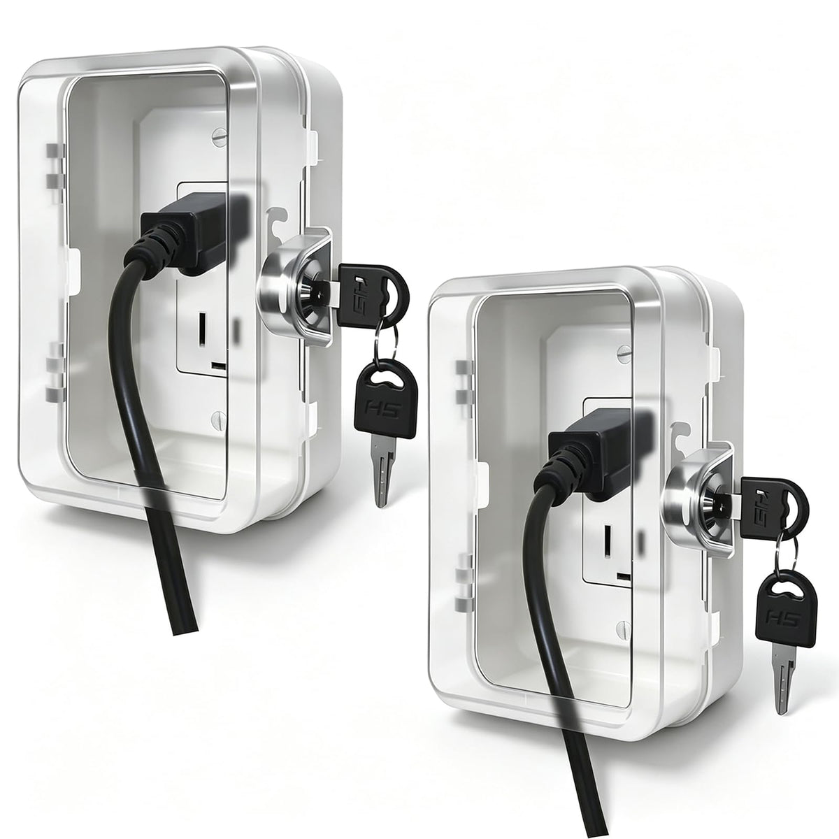 Baby Proof Outlet Cover Box with Key Lock and Keyless Latch,Clear