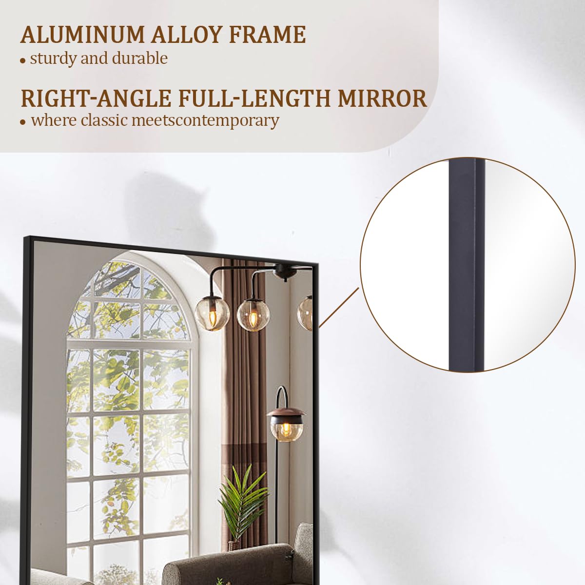 71"x26" Floor Mirror Full Length, Bedroom Floor Body Mirror with Stand, Large Black Mirror, Leaning, Standing or