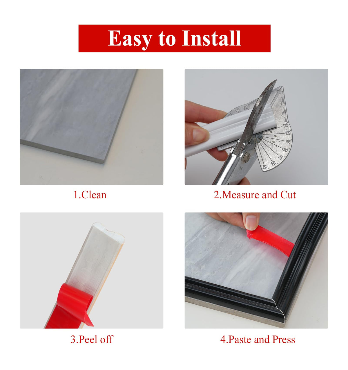 0.79 in Peel and Stick Chair Rail Molding Flexible PVC Wall Trim
