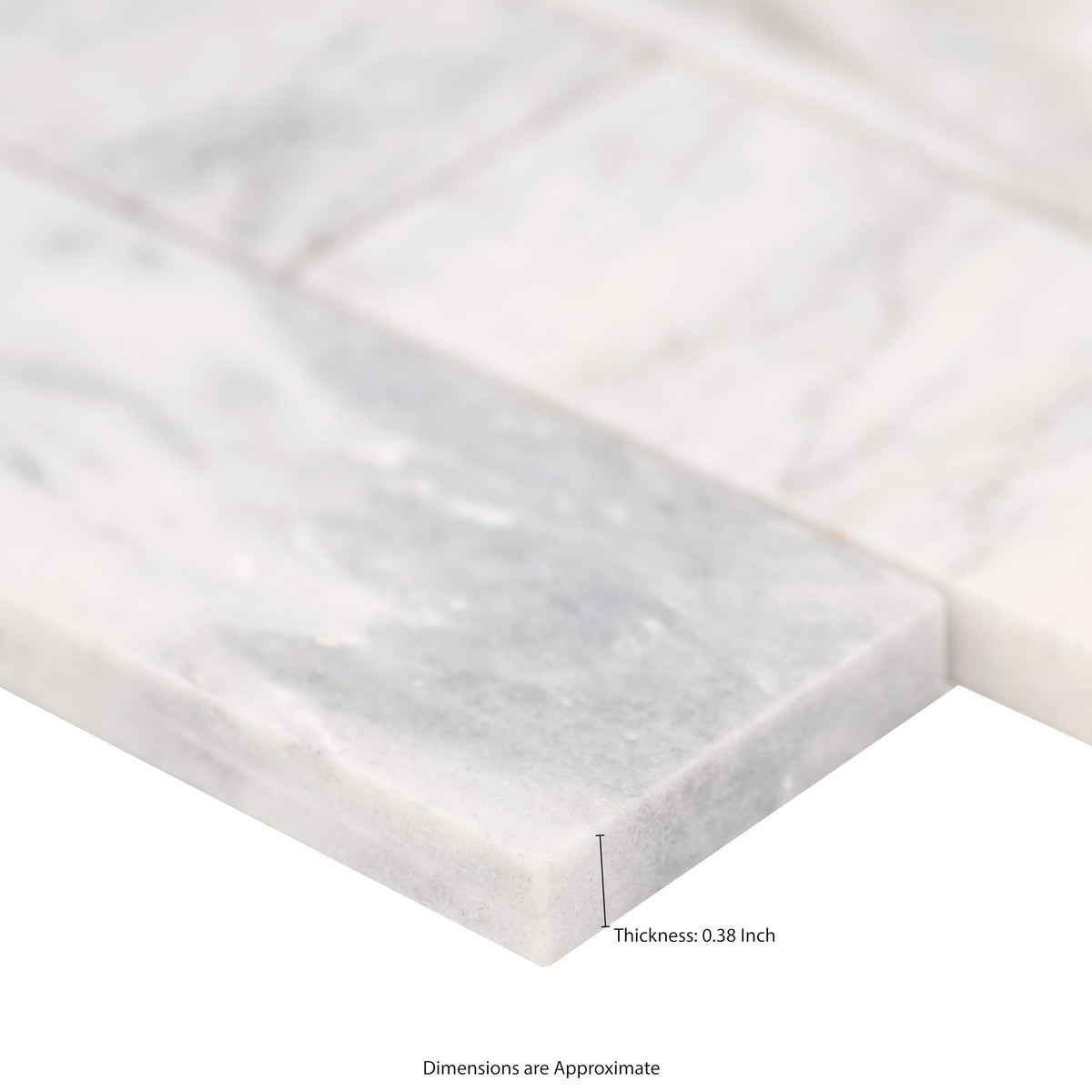 Mesh Mounted Marble Subway Tile | Capri Blue | 11.81" x 11.81"