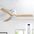 52" Wood Flush Mount Ceiling Fan with Remote, No Light