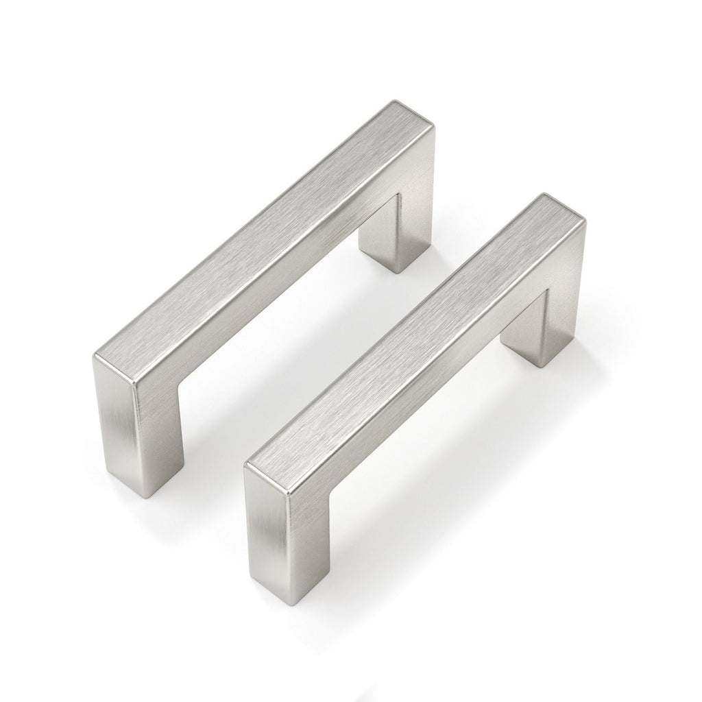 Brushed Nickel Cabinet Pulls 80 Pack 3-3/4 Inch, Square Drawer Handles, Stainless Steel, Screws Included, Silver