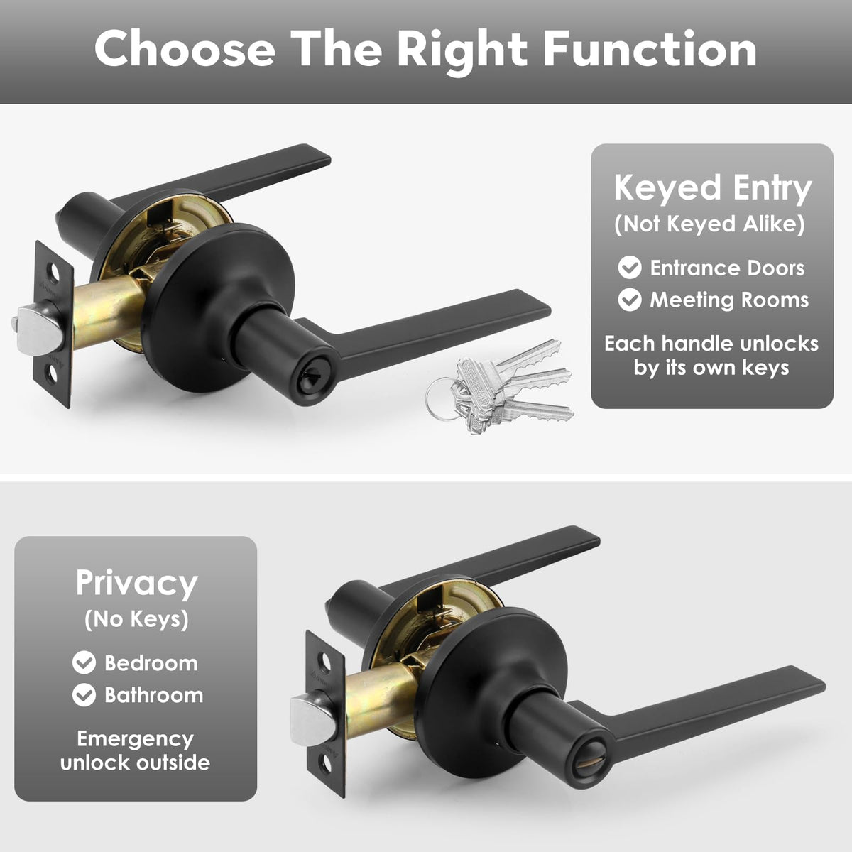 Privacy Keyless Bathroom Door Handle Lock Without Key