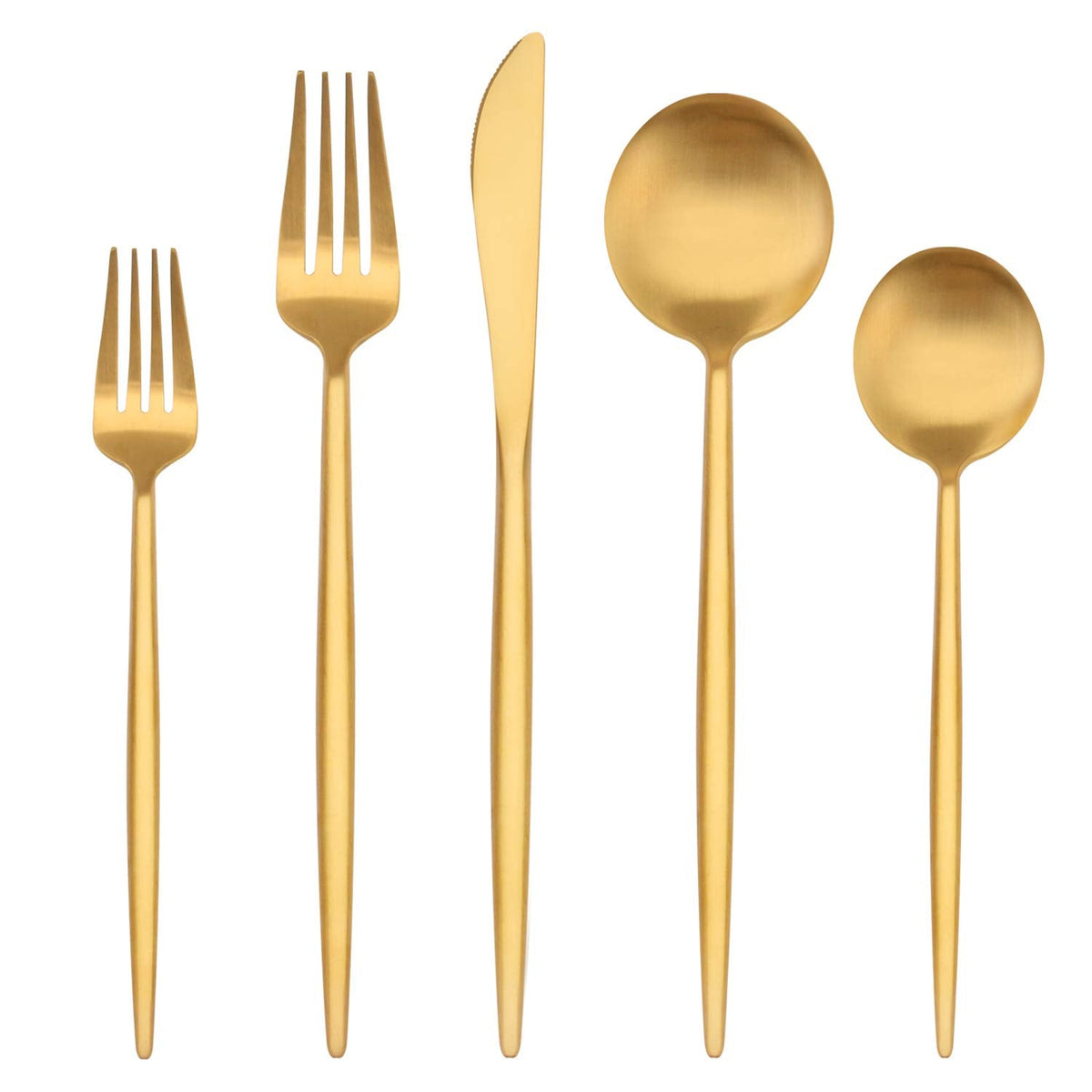 Matte Gold Silverware Set, 20-Piece Stainless Steel Flatware Set for 4, Satin Finish Tableware Cutlery Set,Premium