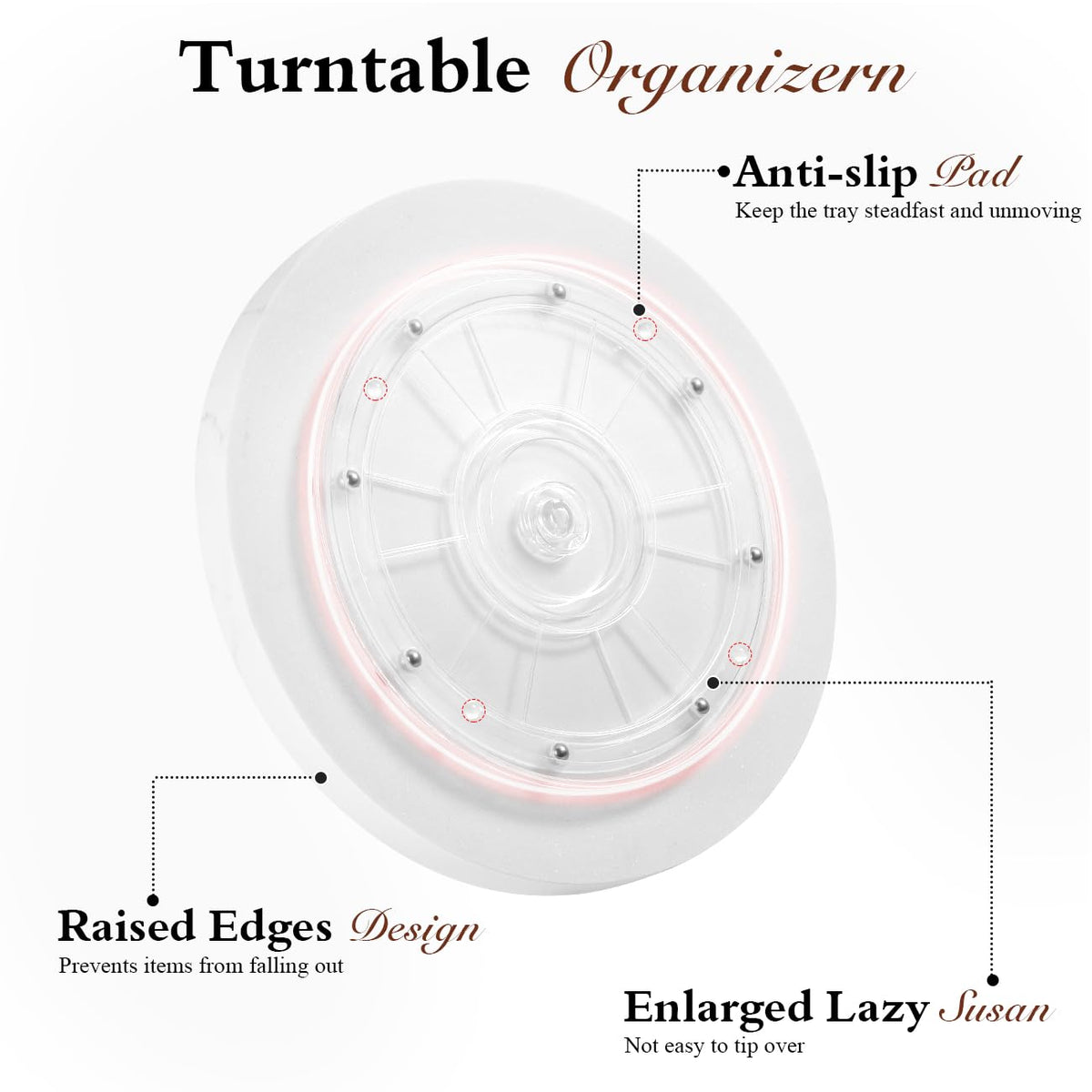 10.63" Resin Turntable Lazy Susan for Table Top, Gravel White