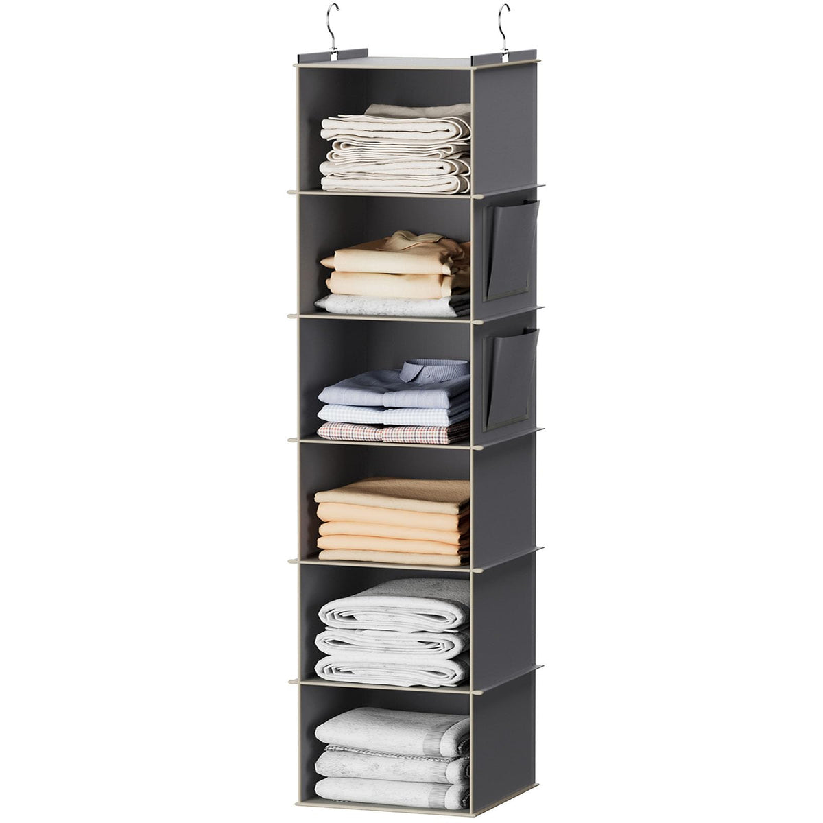 Hanging Closet Organizer and Storage, 6-Shelf, Grey