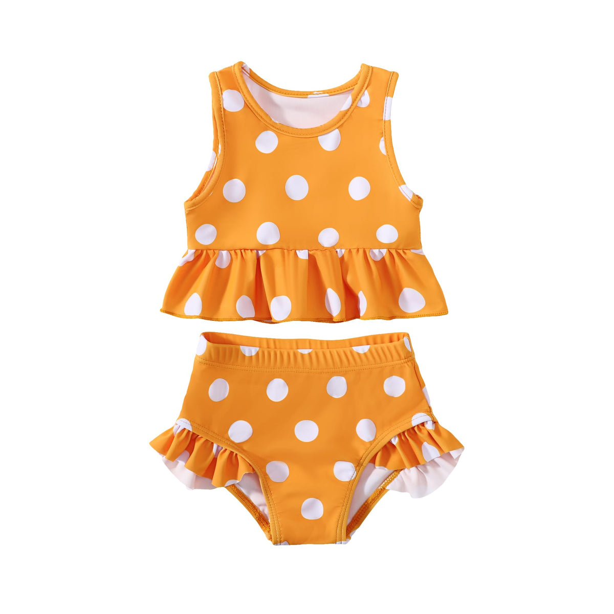 Baby Swimsuit Girl Two Piece Bathing Suit Toddler Girls Summer Beach Ruffle Tankini Swimwear Polka Dot