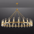 Inspired Ravelle Style Gold Wagon Wheel Chandelier, 70 Inch Glass Chandeliers, 24 Light Chandelier for High Ceiling, Modern Farmhouse Chandeliers for Living Room, Dining Room, Entryway, Stairwell (Bulbs Included)