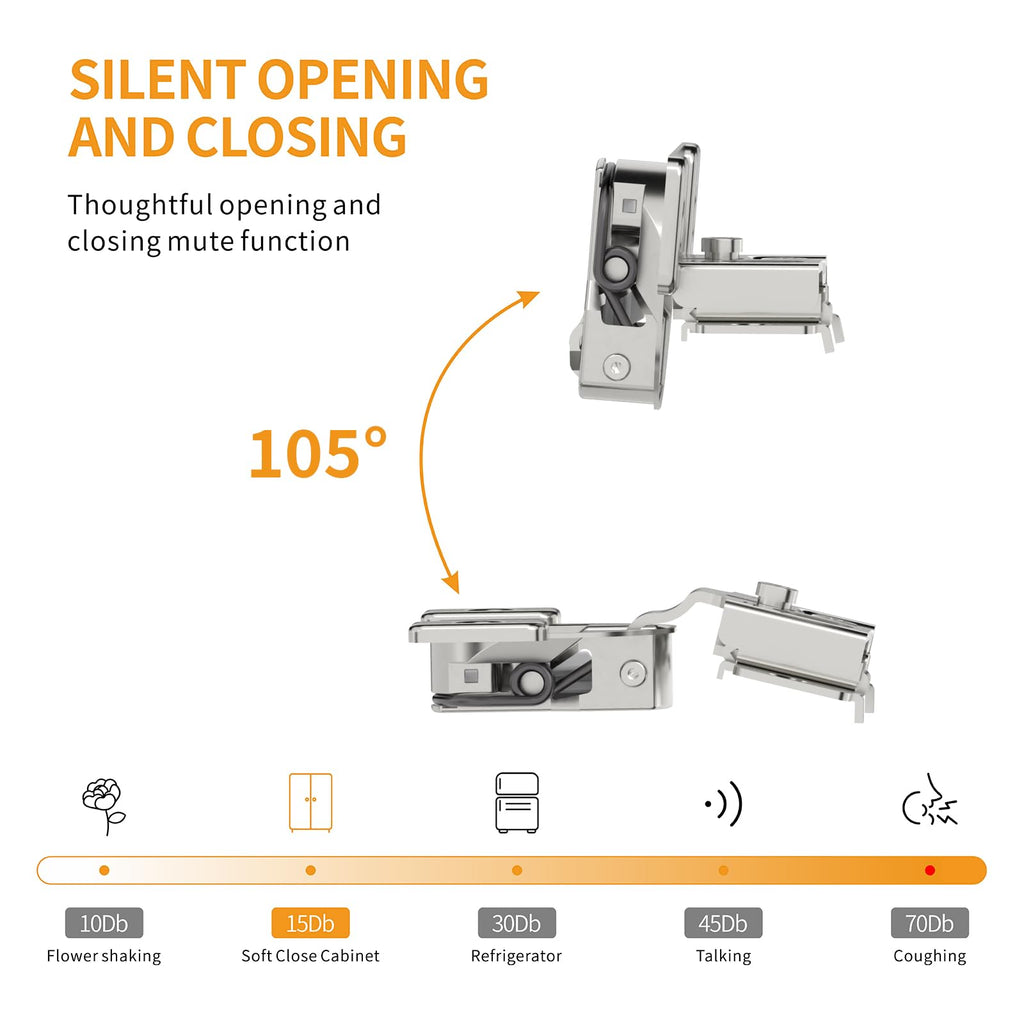 50 Pack Face Frame Cabinet Hinges, 1/2" Overlay, Soft Close, 105°