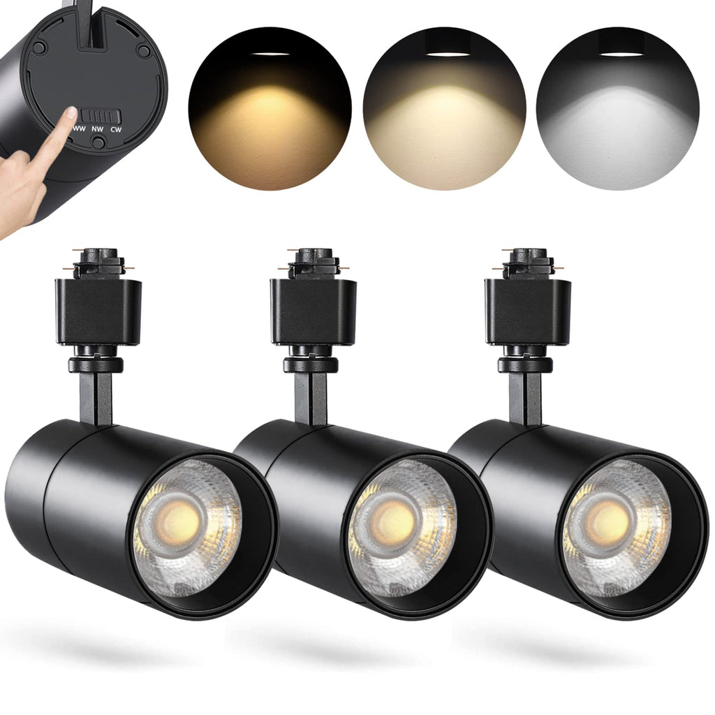 20W H Track Lighting Heads Dimmable, Black 3 Pack
