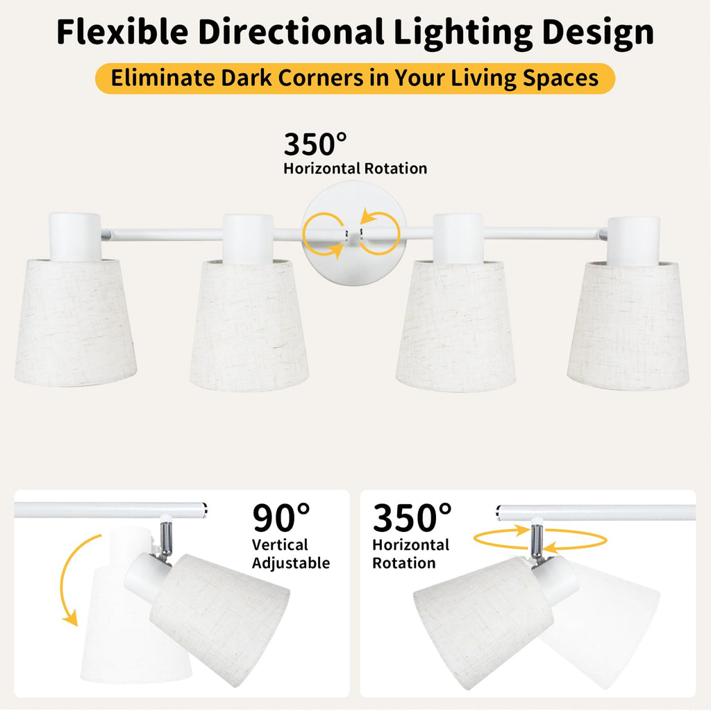 White Track Lighting Ceiling, Fabric Shade Spotlight, E26
