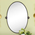 Farmhouse Oil Rubbed Bronze Oval Metal Pivot Bathroom Vanity Mirror Tilting Beveled Vanity Mirrors for Wall, Overall